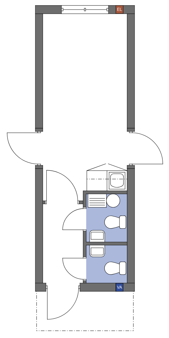 004 Modul inngang 2 wc/minikjøkken TEK17