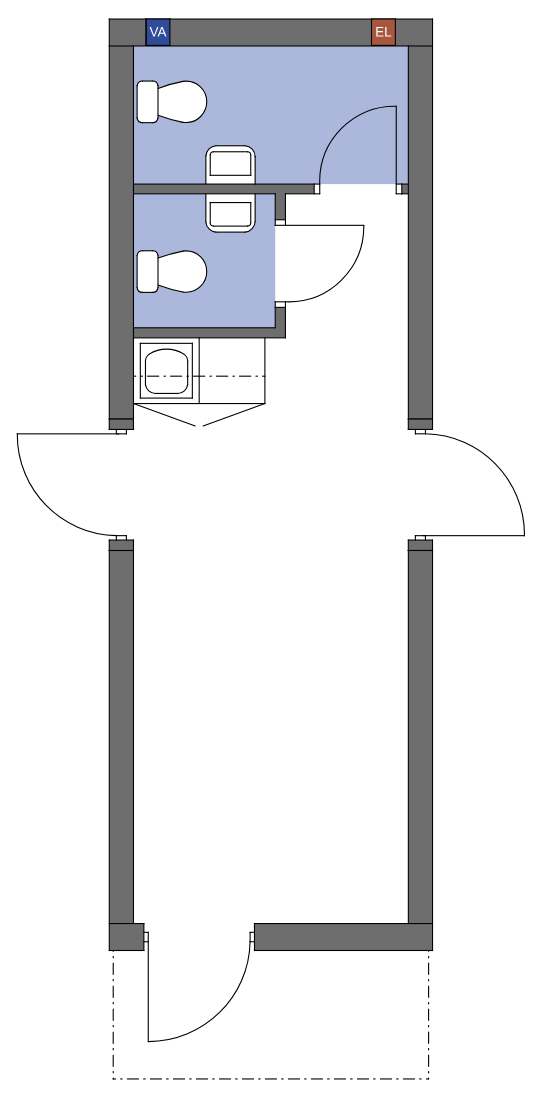 004 Modul inngang 2 wc/minikjøkken TEK17