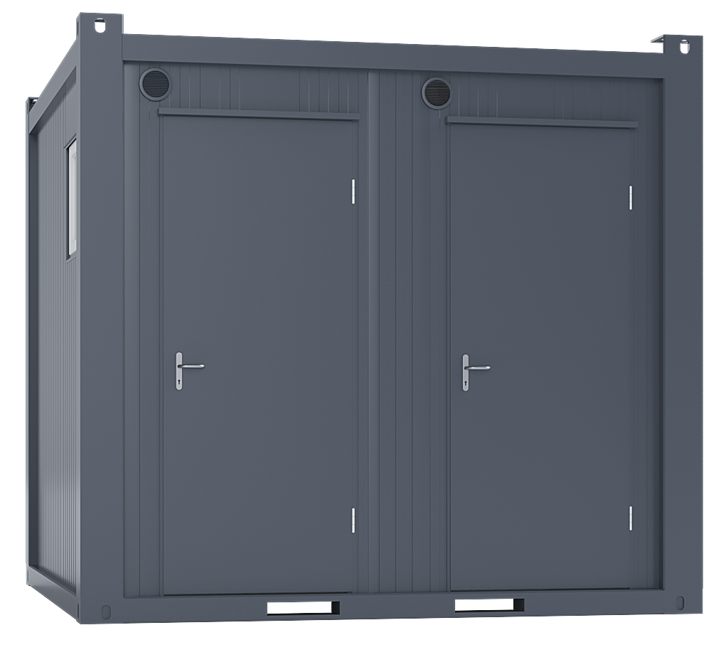 Container < 10' m/2 toalettrom